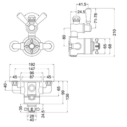 Fairford Tamber Exposed Thermostatic Shower Valve with Diverter, 2 Outlet