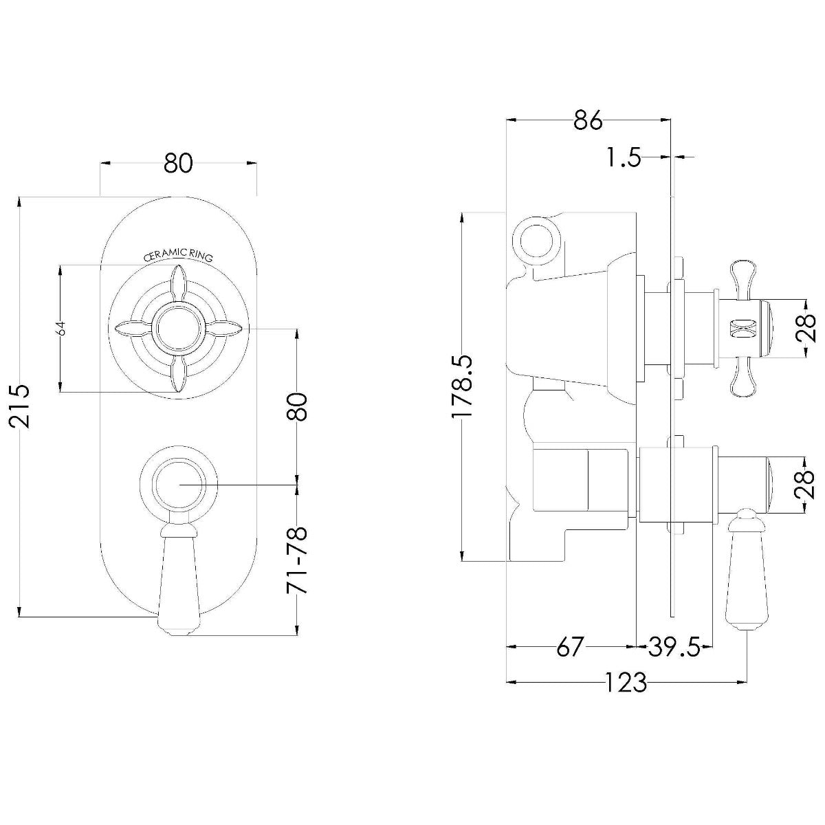 Fairford Tamber Concealed Twin Shower Valve with Diverter, 2 Outlet