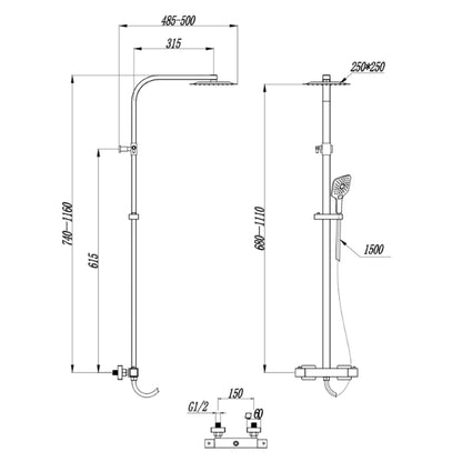 Fairford Fiorena Chrome Exposed Shower Kit