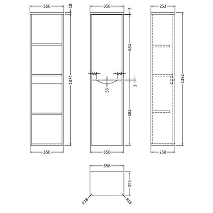 Fairford Eclipse 350mm Satin Anthracite Tall Storage Unit
