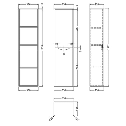 Fairford Eclipse 350mm Satin Grey Tall Storage Unit