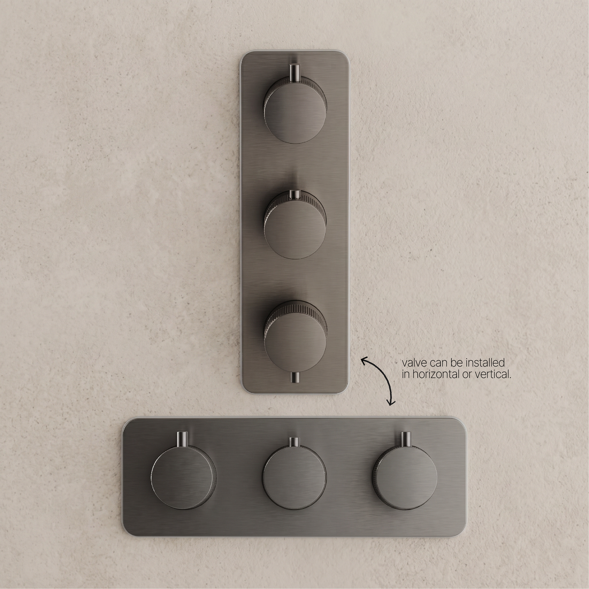 Fairford Element 7 Gunmetal Triple Shower Valve, 3 Outlet