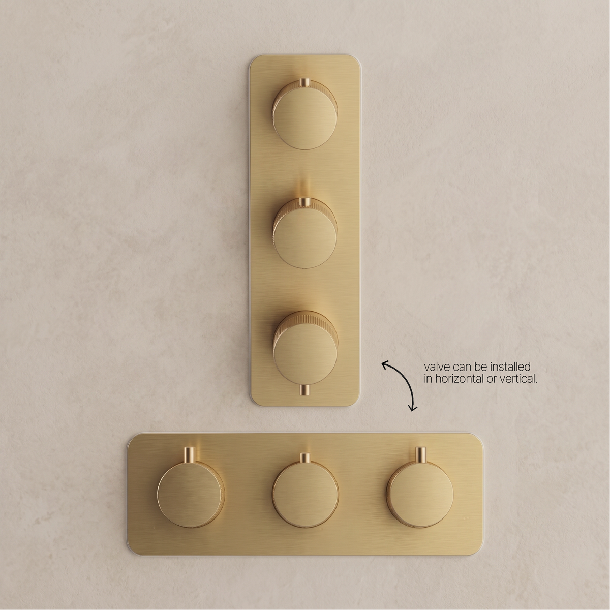 Fairford Element 7 Brushed Brass Triple Shower Valve, 3 Outlet