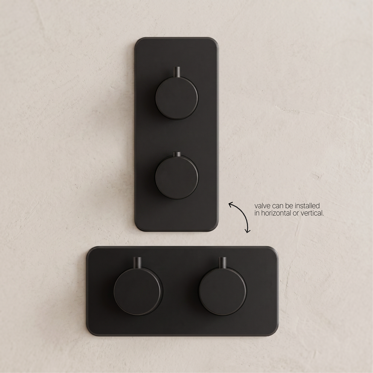 Fairford Element 7 Matt Black Twin Shower Valve, 2 Outlet