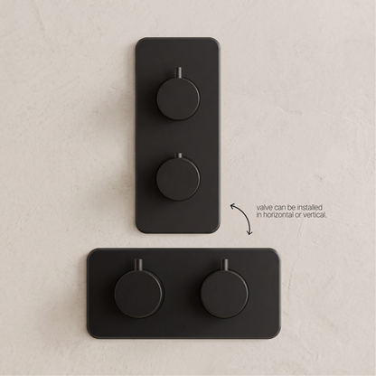 Fairford Element 7 Matt Black Twin Shower Valve, 2 Outlet