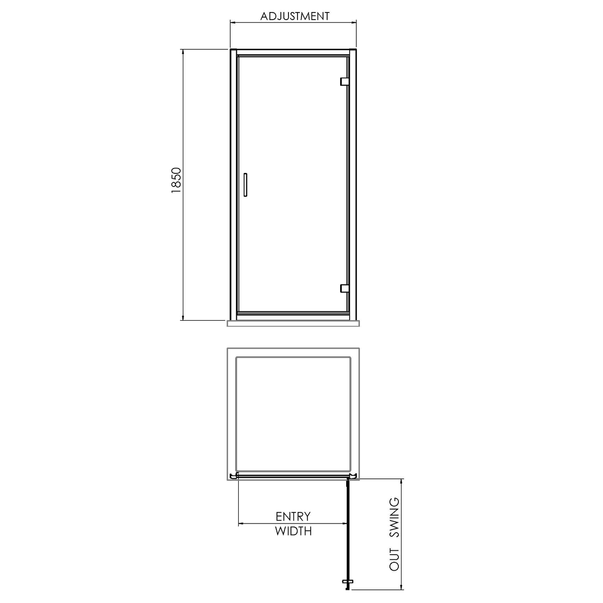 Fairford 6mm Matt Black Hinged Shower Door-700mm