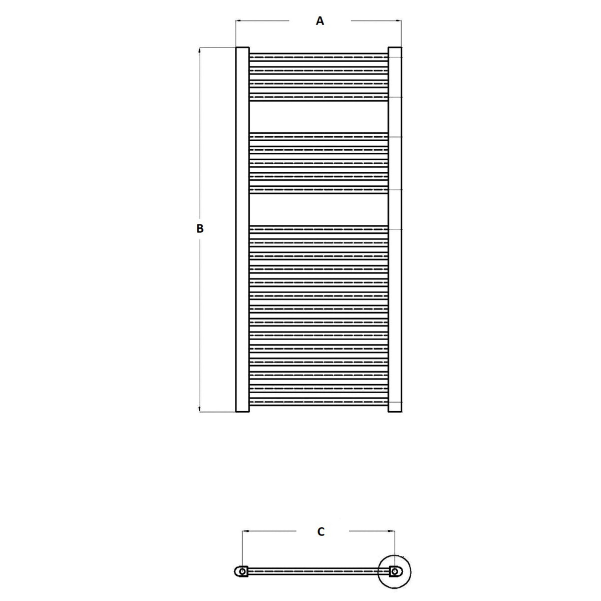 Fairford 400 x 1600mm Straight Chrome Towel Rail