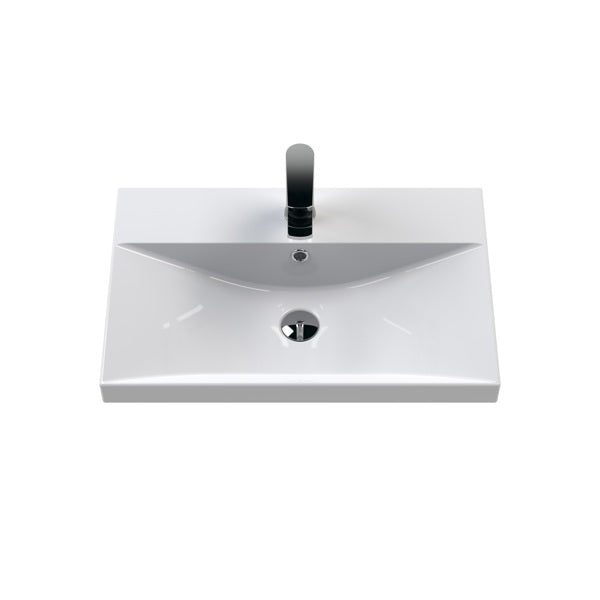 Fairford Aspri 600mm Solace Oak Wall Hung Vanity Unit, Thin Rimmed 40mm Basin