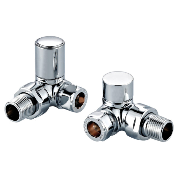 Fairford Designer Corner Towel Rail Valves Pair - Chrome