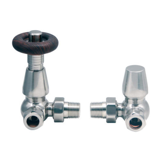Fairford Designer Corner Radiator Valves Pair - Nickel