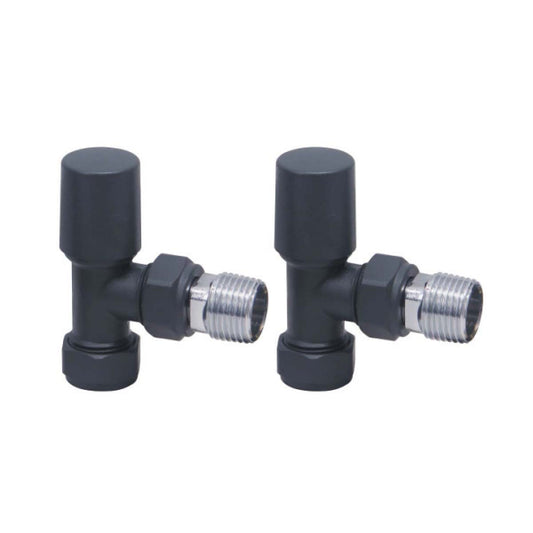Fairford Designer Angled Towel Rail Valves Pair - Carbon Anthracite