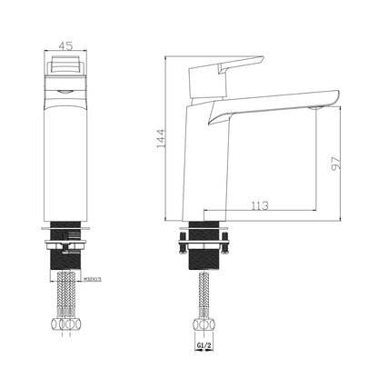 Fairford Icon1 Basin Mixer with Push Button Waste