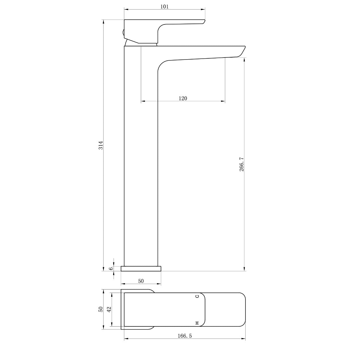Fairford Una High Rise Basin Mixer