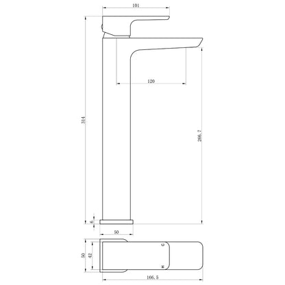 Fairford Una High Rise Basin Mixer