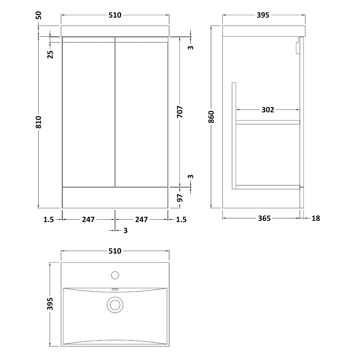 Fairford Finesse 500mm Satin Grey Floor Standing Vanity Unit