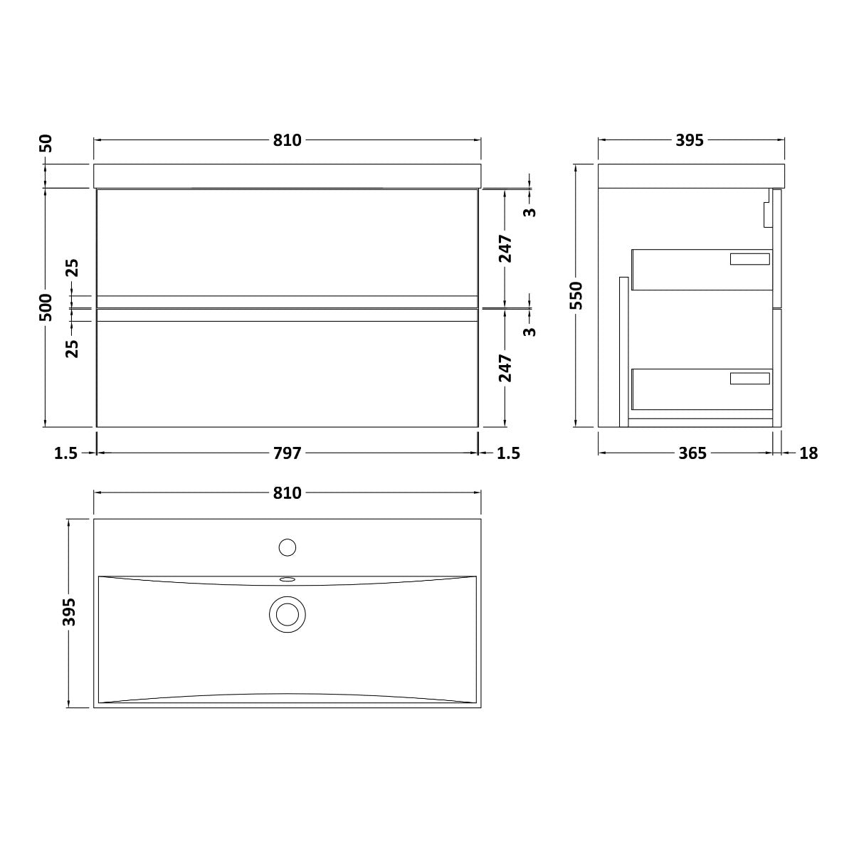 Fairford Finesse 800mm Satin Blue Wall Hung Vanity Unit