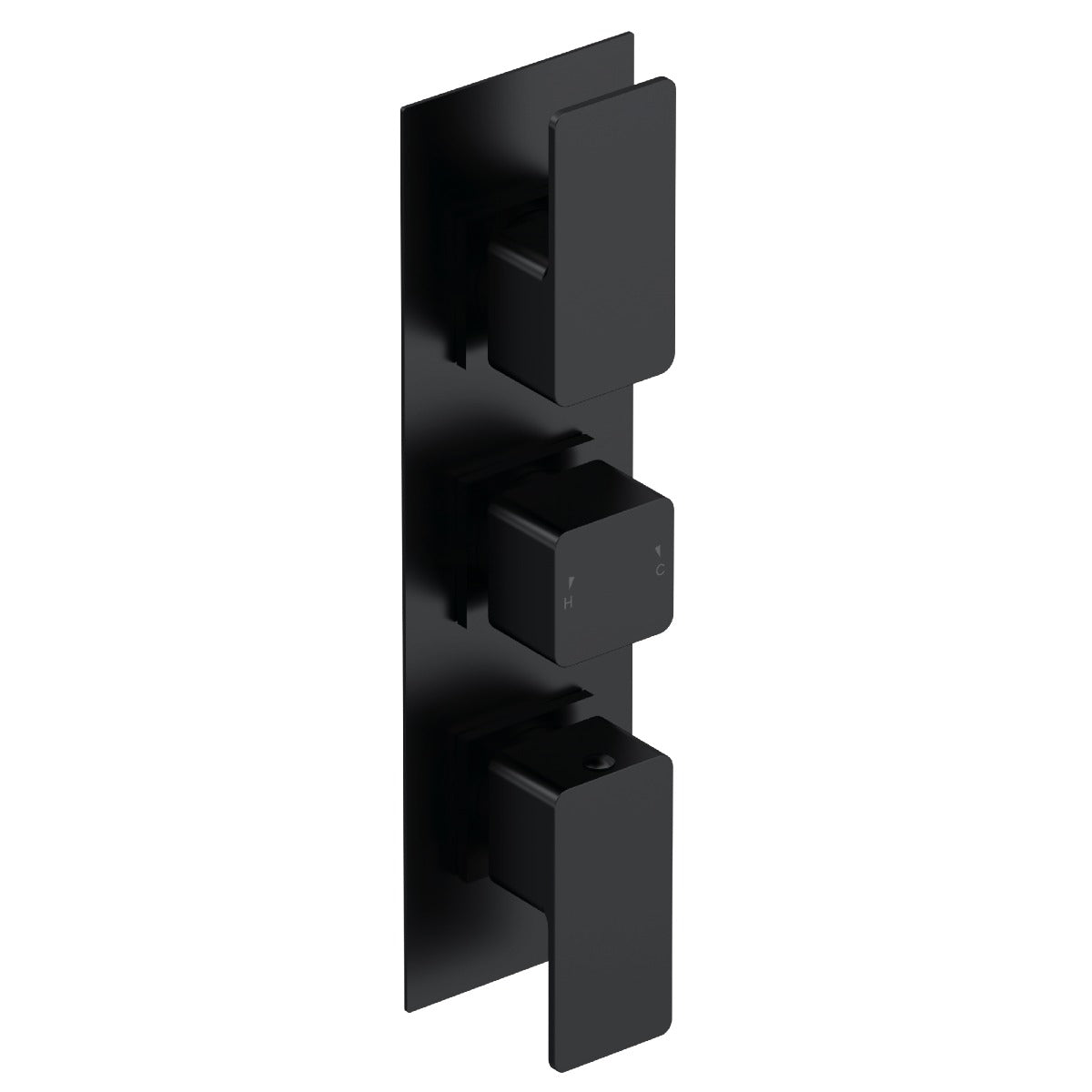 Fairford Una Grace Matt Black Square Concealed Triple Shower Valve, 2 Outlet