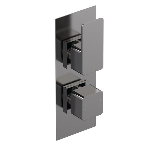 Fairford Una Grace Brushed Gun Metal Square Concealed Twin Shower Valve, 1 Outlet