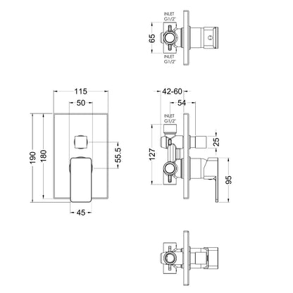 Fairford Una Pure Concealed Manual Shower Valve with Diverter