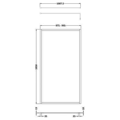 Fairford 1000mm Brushed Brass Fully Framed 8mm Wetroom Screen - 1850mm High