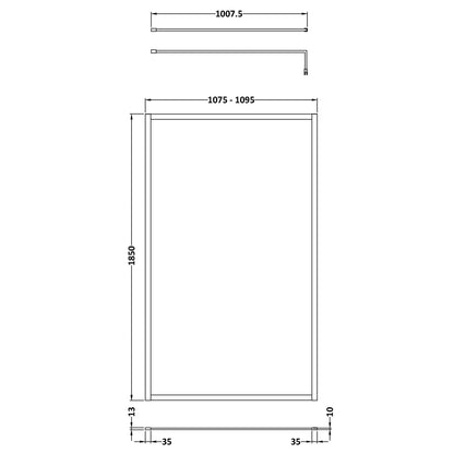 Fairford 1100mm Brushed Brass Fully Framed 8mm Wetroom Screen - 1850mm High