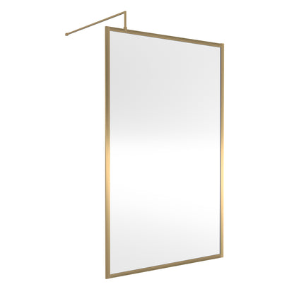 Fairford 1200mm Brushed Brass Fully Framed 8mm Wetroom Screen - 1850mm High