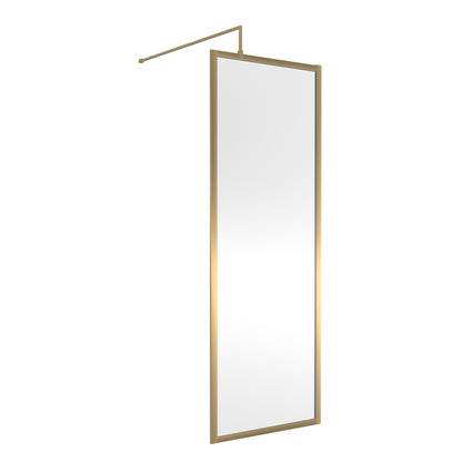 Fairford 700mm Brushed Brass Fully Framed 8mm Wetroom Screen - 1850mm High