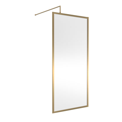 Fairford 900mm Brushed Brass Fully Framed 8mm Wetroom Screen - 1850mm High