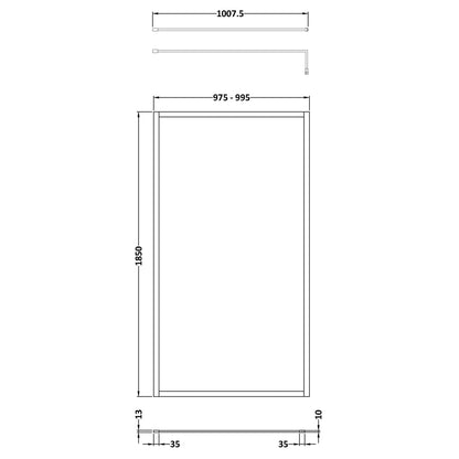 Fairford 1000mm Matt Black Fully Framed 8mm Wetroom Screen - 1850mm High