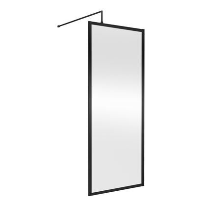 Fairford 800mm Matt Black Fully Framed 8mm Wetroom Screen - 1850mm High