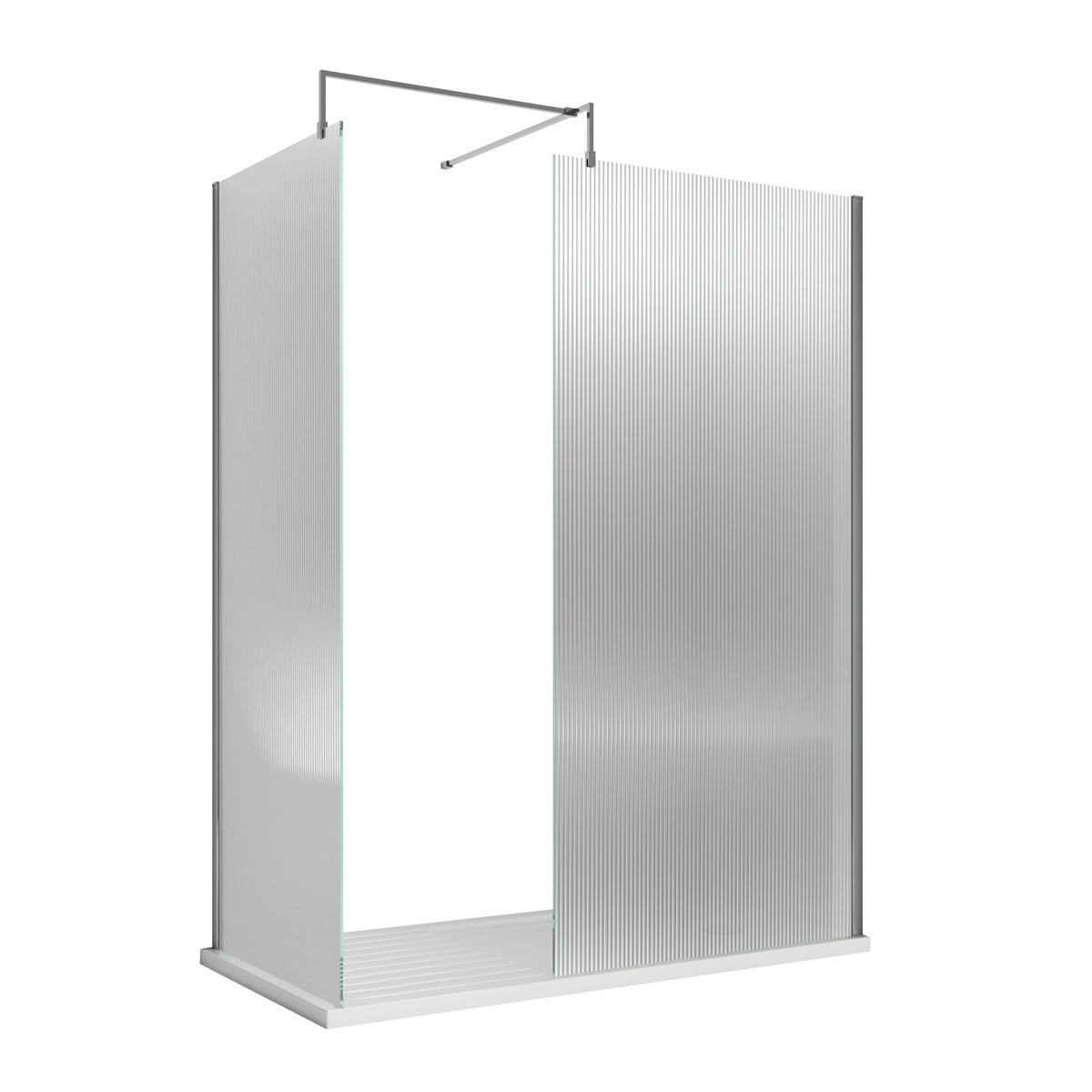 Fairford 1000mm Chrome Fluted 8mm Wetroom Screen - 1850mm High