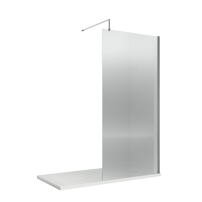 Fairford 1000mm Chrome Fluted 8mm Wetroom Screen - 1850mm High
