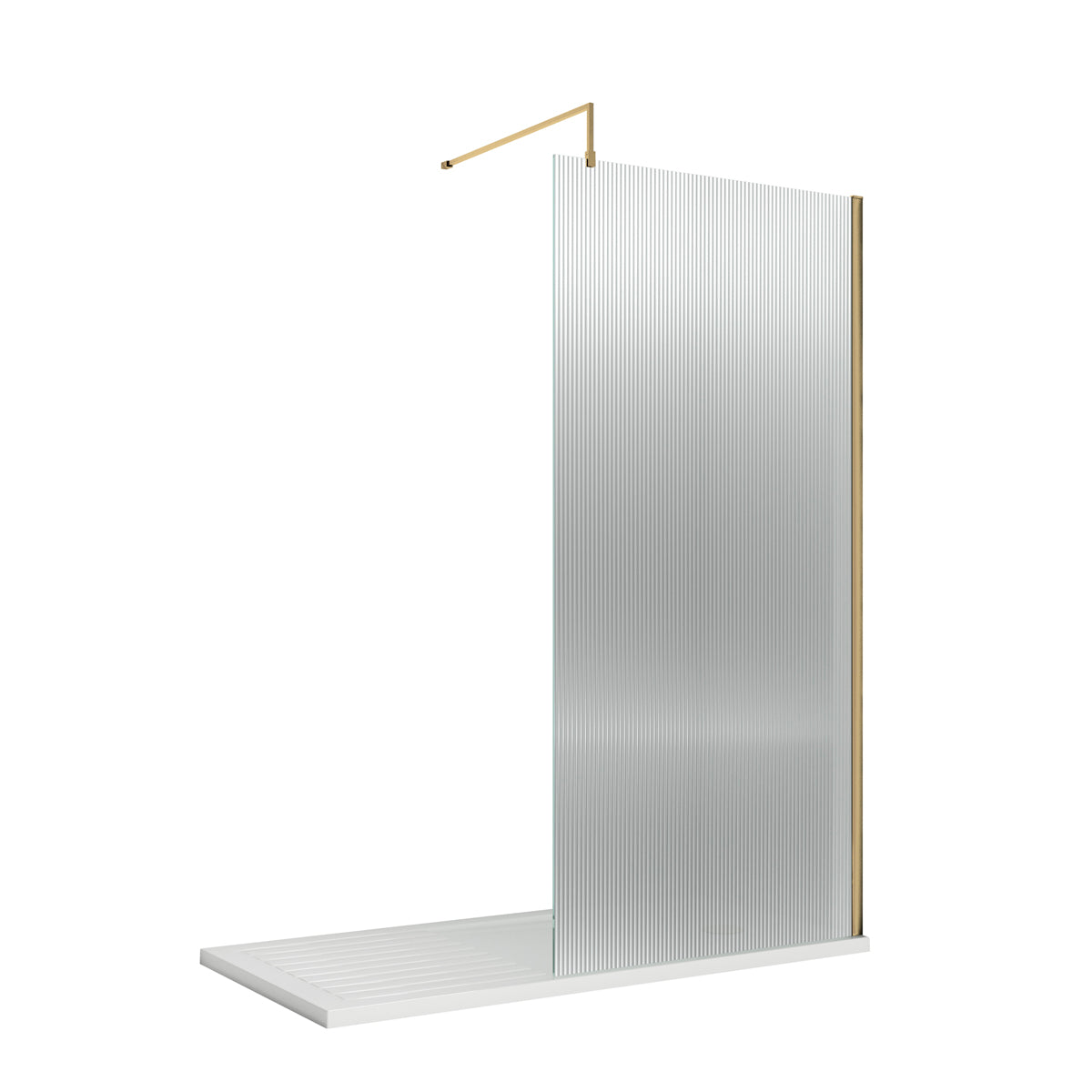 Fairford 1000mm Brushed Brass Fluted 8mm Wetroom Screen - 1850mm High
