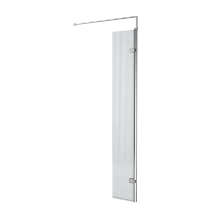 Fairford Chrome Fluted 300mm Wetroom Swing Screen - 1850mm High