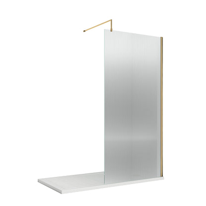 Fairford 900mm Brushed Brass Fluted 8mm Wetroom Screen - 1850mm High