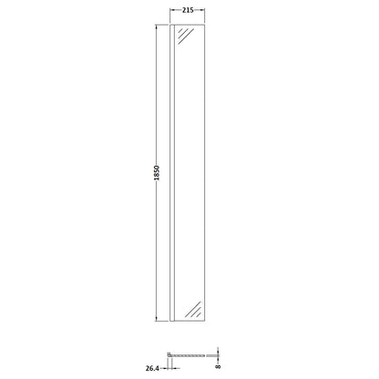 Fairford Matt Black 215mm Wetroom Return Screen - 1850mm High
