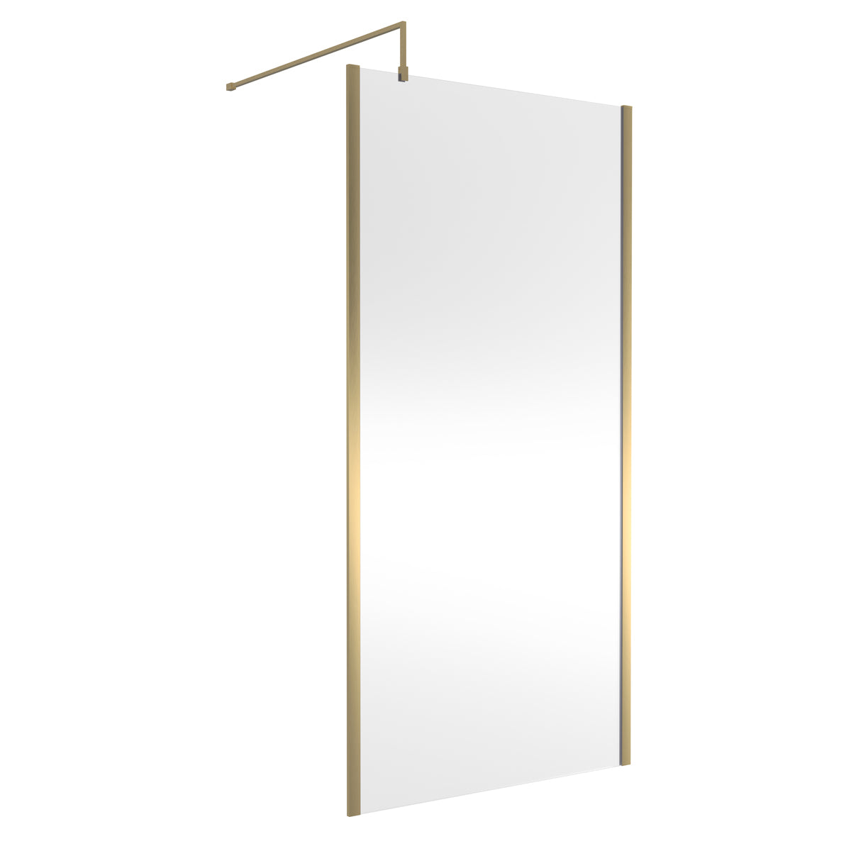 Fairford 1000mm Brushed Brass Vertically Framed 8mm Wetroom Screen - 1850mm High