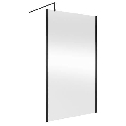 Fairford 1200mm Matt Black Vertically Framed 8mm Wetroom Screen - 1850mm High