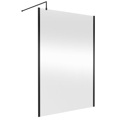 Fairford 1400mm Matt Black Vertically Framed 8mm Wetroom Screen - 1850mm High