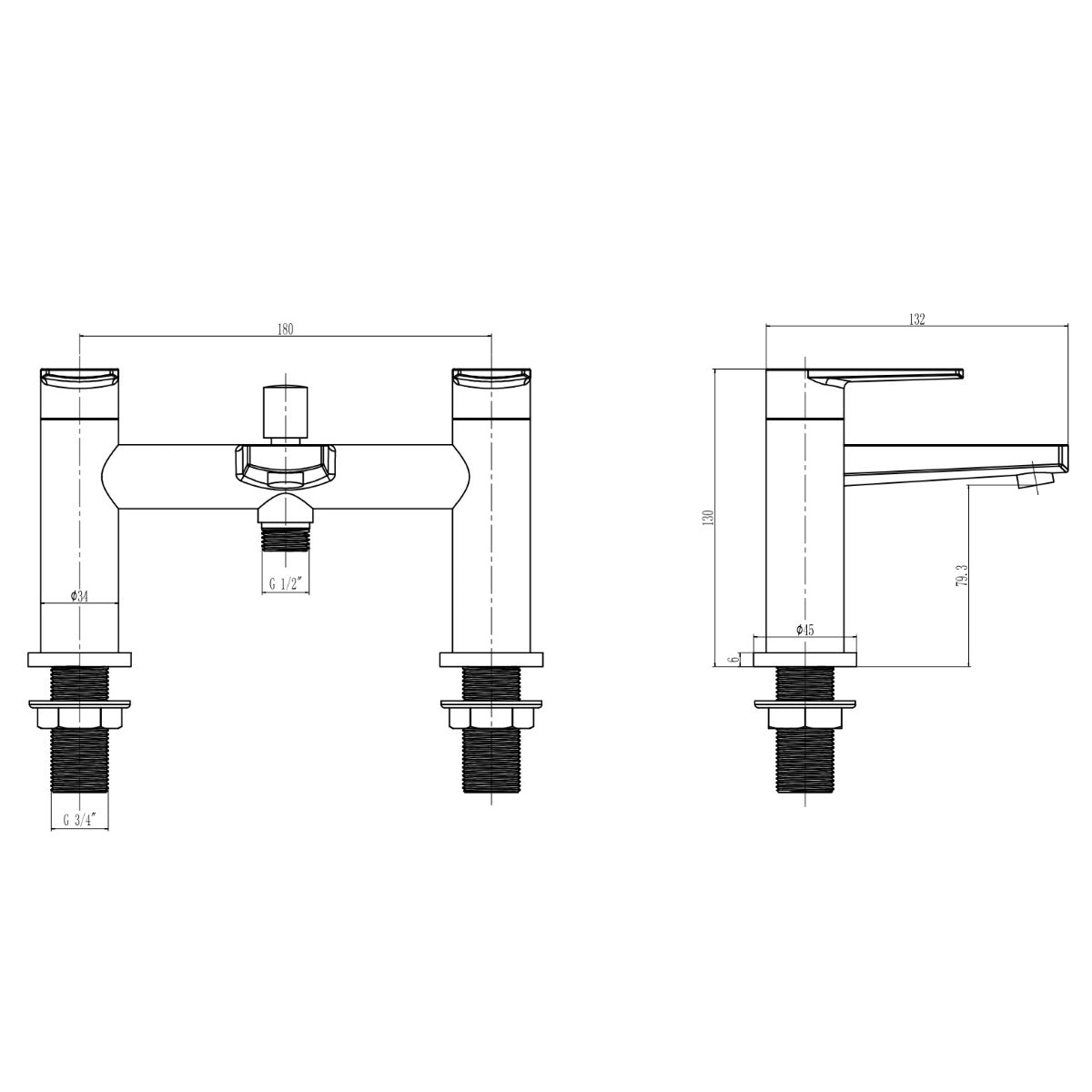 Rivato Piave Bath Shower Mixer